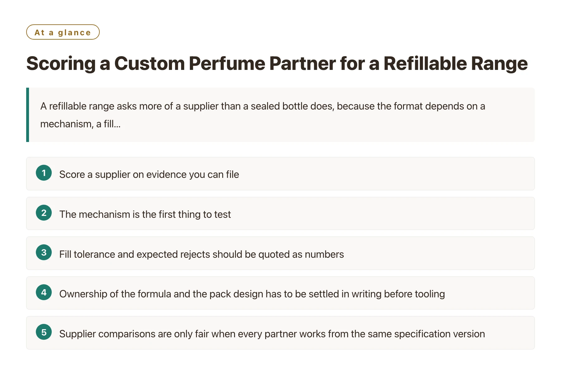 Scoring a Custom Perfume Partner for a Refillable Range——全文要点速览